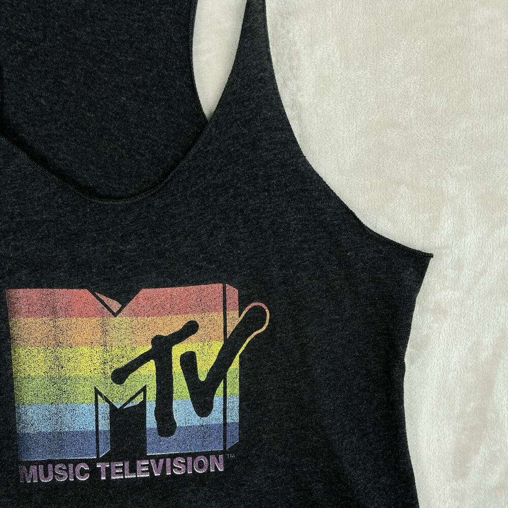 Vintage Retro MTV Music Television Gay Pride Charcoal Tank Top Adult Size M - Picture 3 of 8
